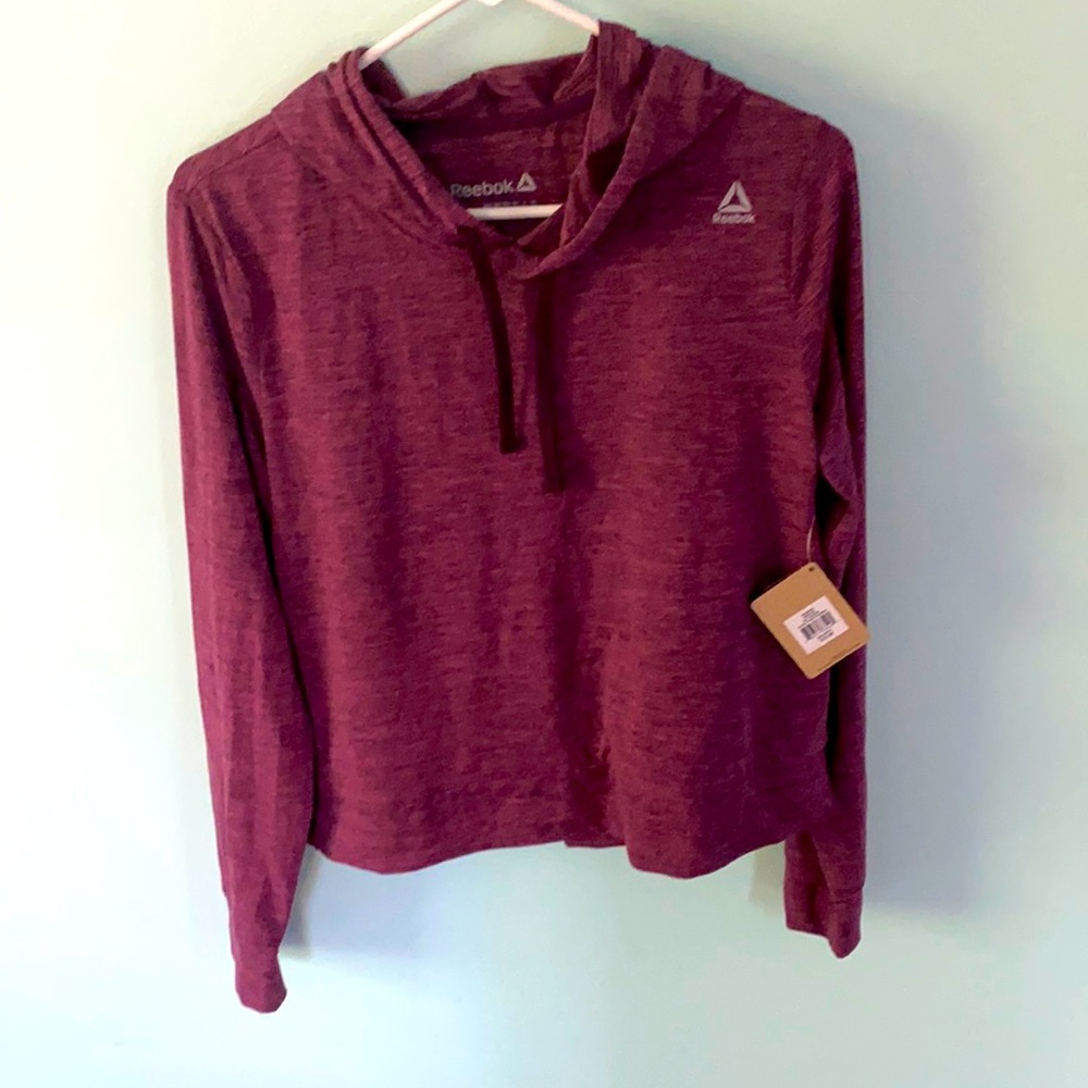 Maroon hooded long sleeve shirt. Reebok. Size M.